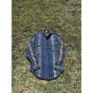 Vintage Backroad Blues Top Men Medium Multicolor Southwestern Button Up Cowboy